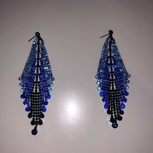 Blue-Black formal rhinestone earrings